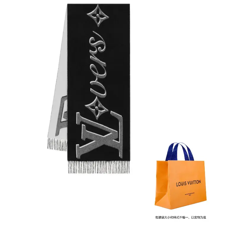 

LOUIS VUITTON Мужской шерстяной вязаный шарф черный, Black