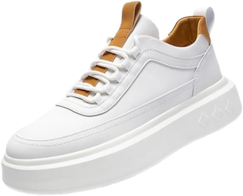 

Мужские повседневные спортивные кроссовки с толстой подошвой, верх из ПУ и резиновая подошва. Противоскользящие и прочные. Подходят для улицы и повседневного использования Fmshi, белый/коричневый