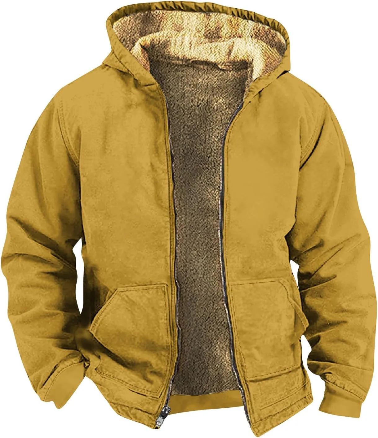 

Мужская винтажная куртка с подкладкой Sherpa, зимняя парка, теплая и уютная верхняя одежда, ветрозащитная бейсбольная куртка с карманом Shusuen