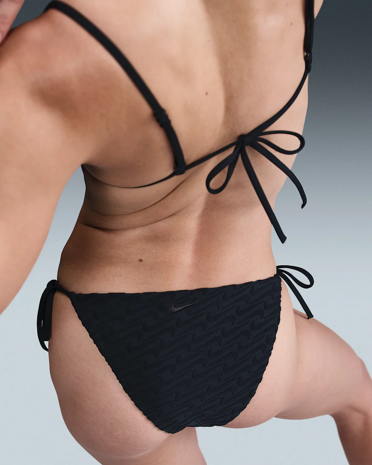 Женские бикини-шорты Nike Swim с махровой текстурой и завязками, Black — фото 3