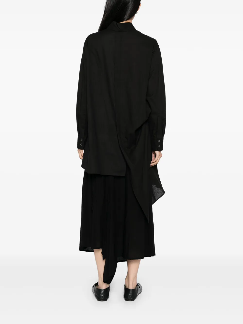 Рубашка асимметричного кроя Yohji Yamamoto, черный — фото 4