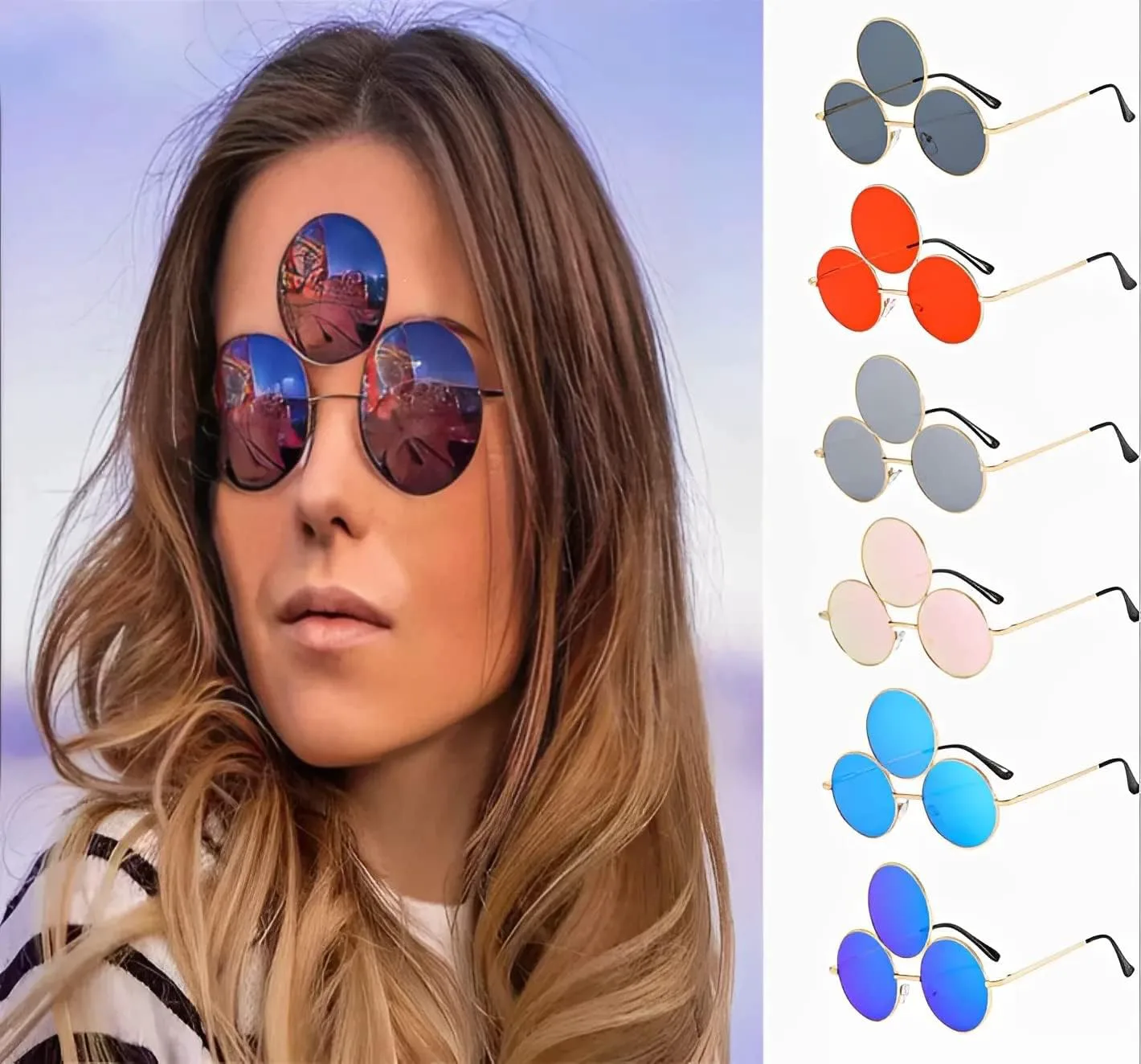 

Солнцезащитные очки «Третий глаз», серия с прозрачными линзами, идеально подходят для ношения в темное время суток! (1 пара) Trippy Lights, Transparent Blue