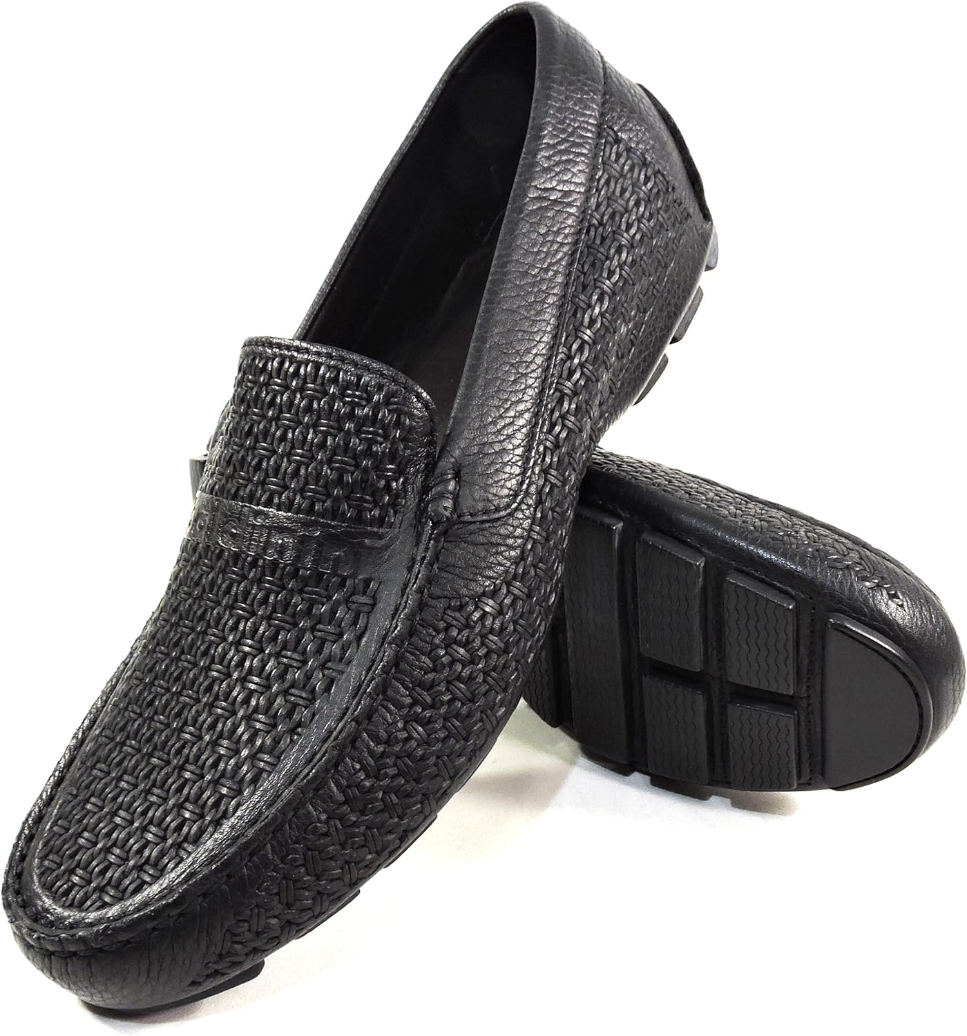 

Мужские черные плетеные кожаные лоферы Baldinini, удобные мокасины, летние слипоны