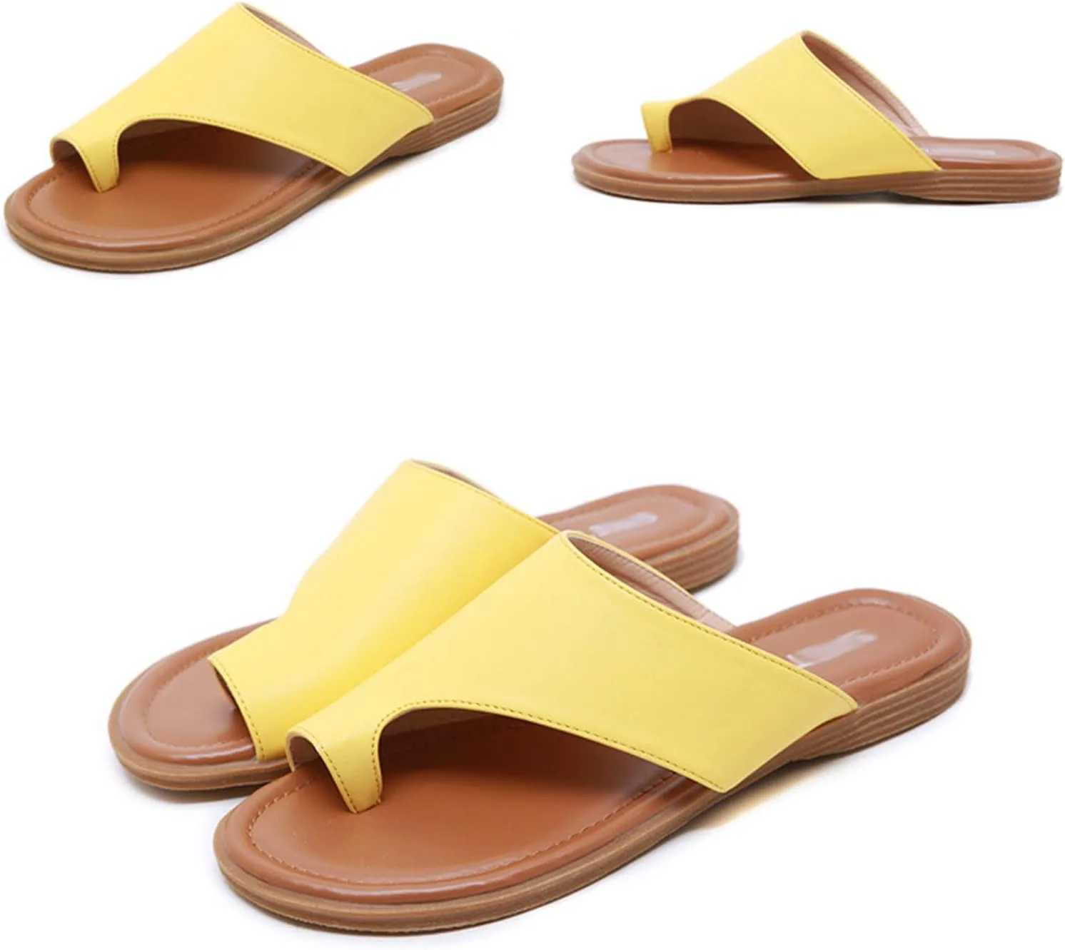 Summer Women's Fashion Hallux Valgus Flip Flops/Flat Plantar Fasciitis Bunion Beach Сандалии/Ring Toe Orthopedic Thong Сандалии WCXTY, желтый — фото 2