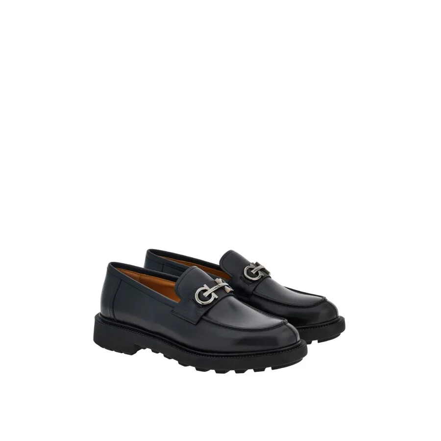 Кожаные мокасины Ferragamo Galles с орнаментом Gancini, черный — фото 2