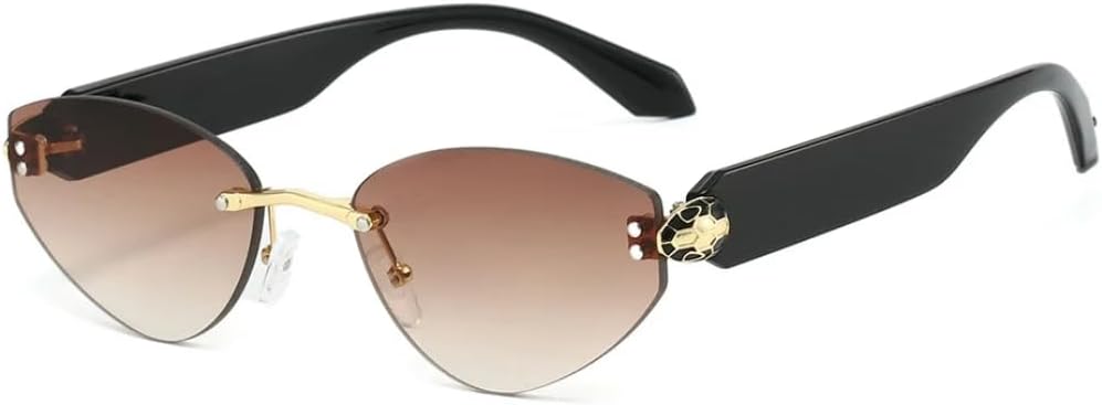 

Роскошные безрамочные солнцезащитные очки овальной формы с градиентным переходом для женщин, идеально сочетающиеся с модными мужскими очками UV400 VVTWSSW, Black Brown