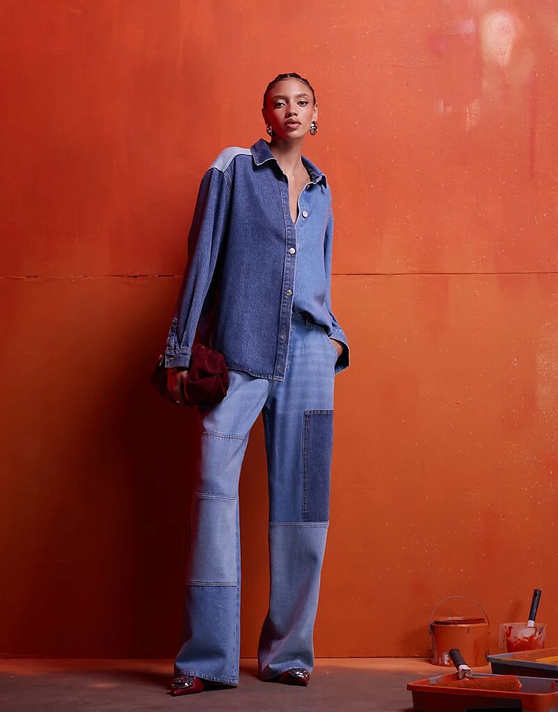 

Мешковатые джинсы в стиле пэчворк ASOS DESIGN