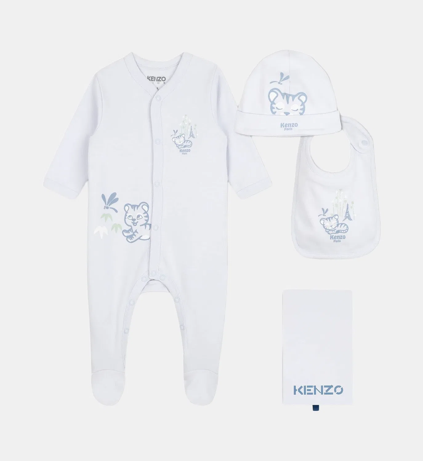 Комплект из пижамы, шапочки и нагрудника Kenzo Kids, белый