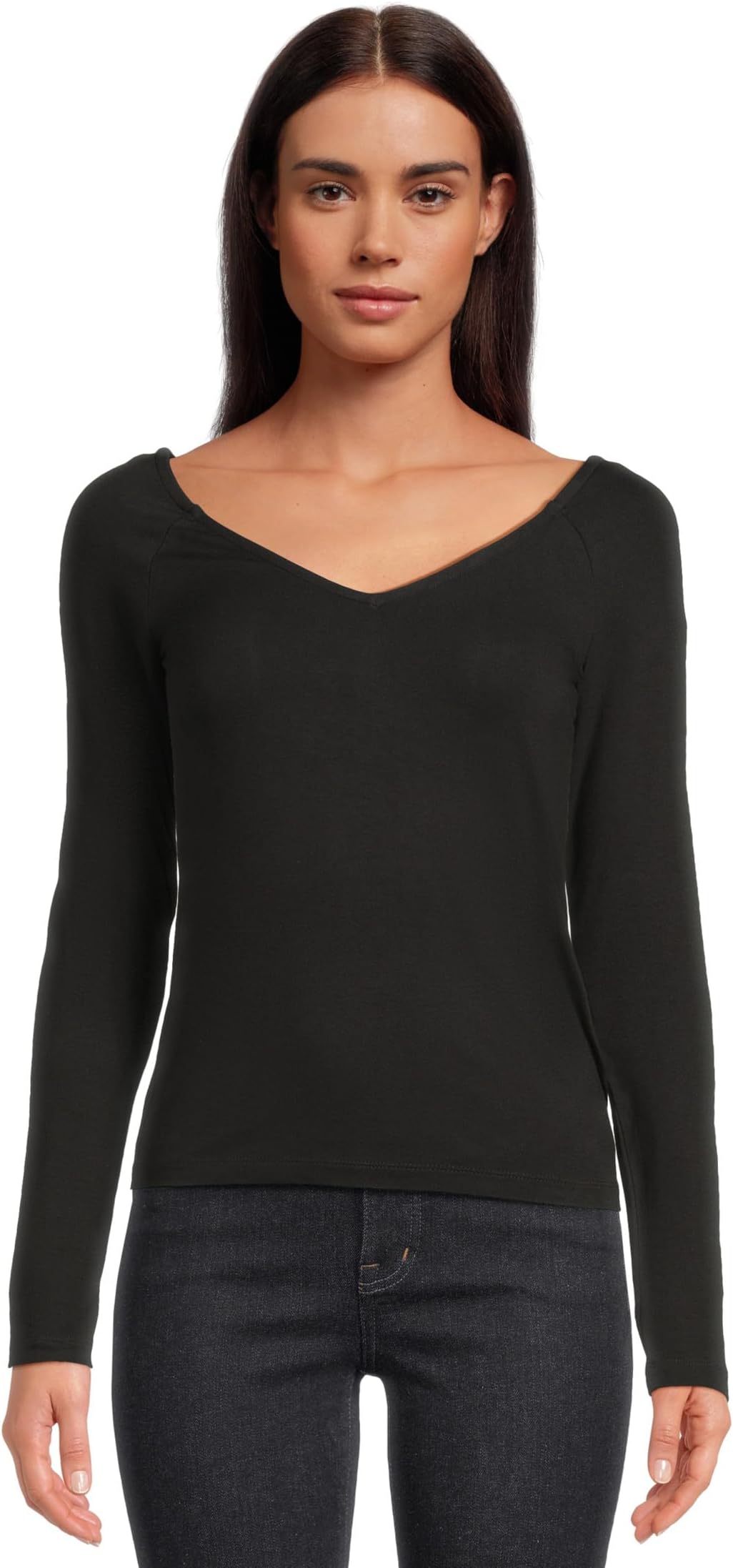 

Топ Madewell Double V-Neck Top, Jet Black