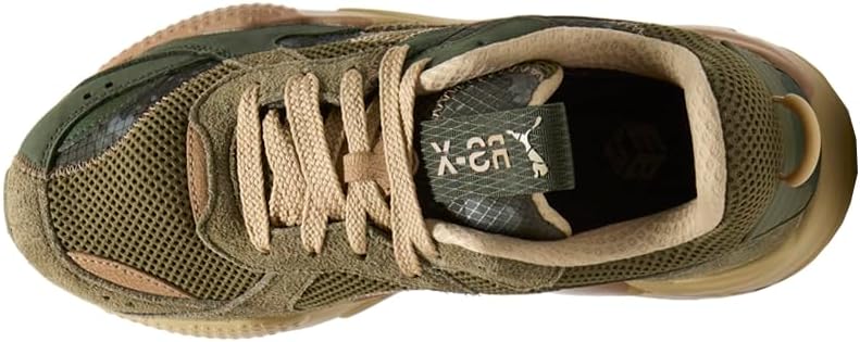 Мужские кроссовки PUMA Rs X Rain Map Camo с шнуровкой, повседневные - зеленые — фото 4