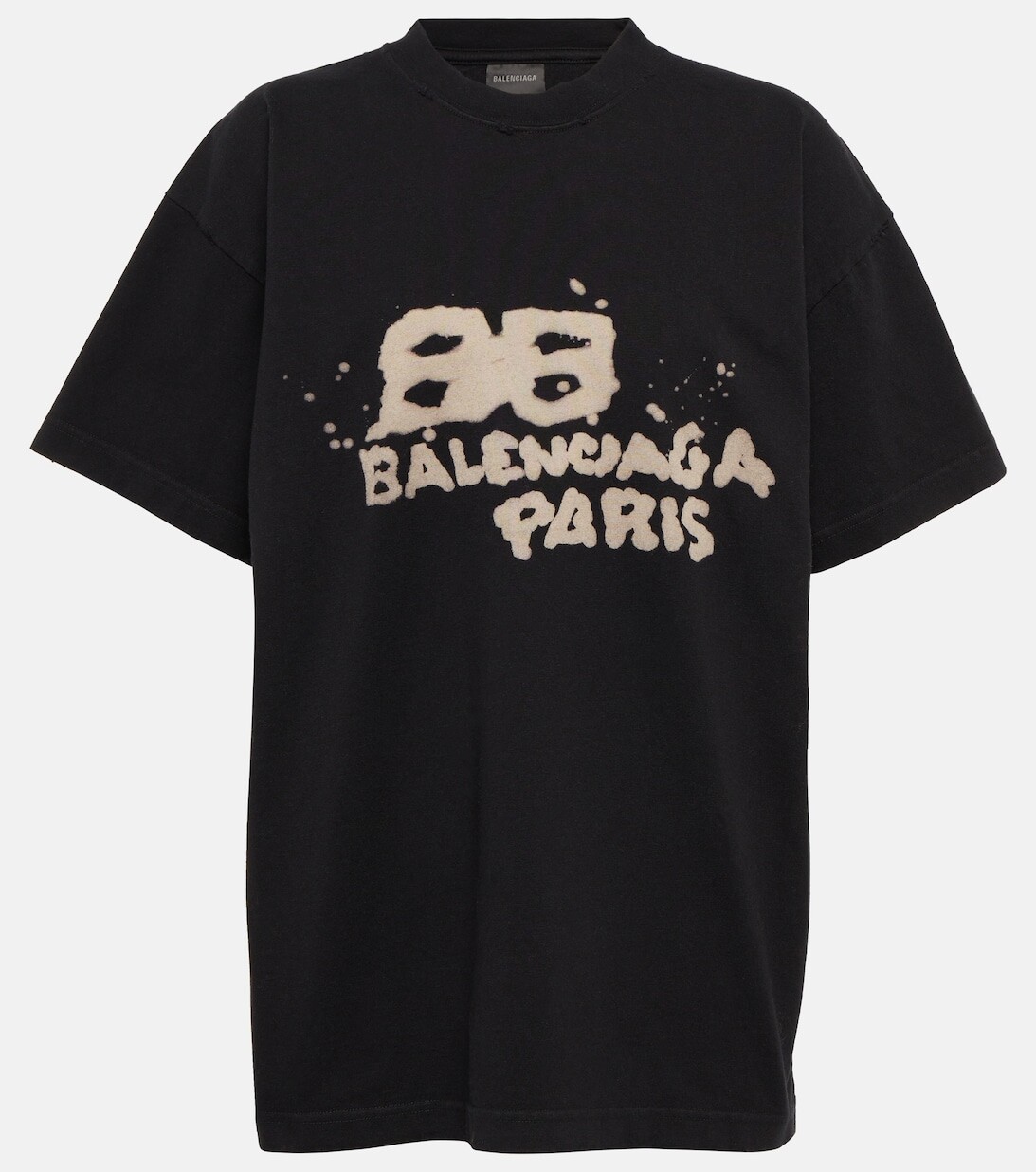 

Хлопковая футболка оверсайз с логотипом BALENCIAGA, черный