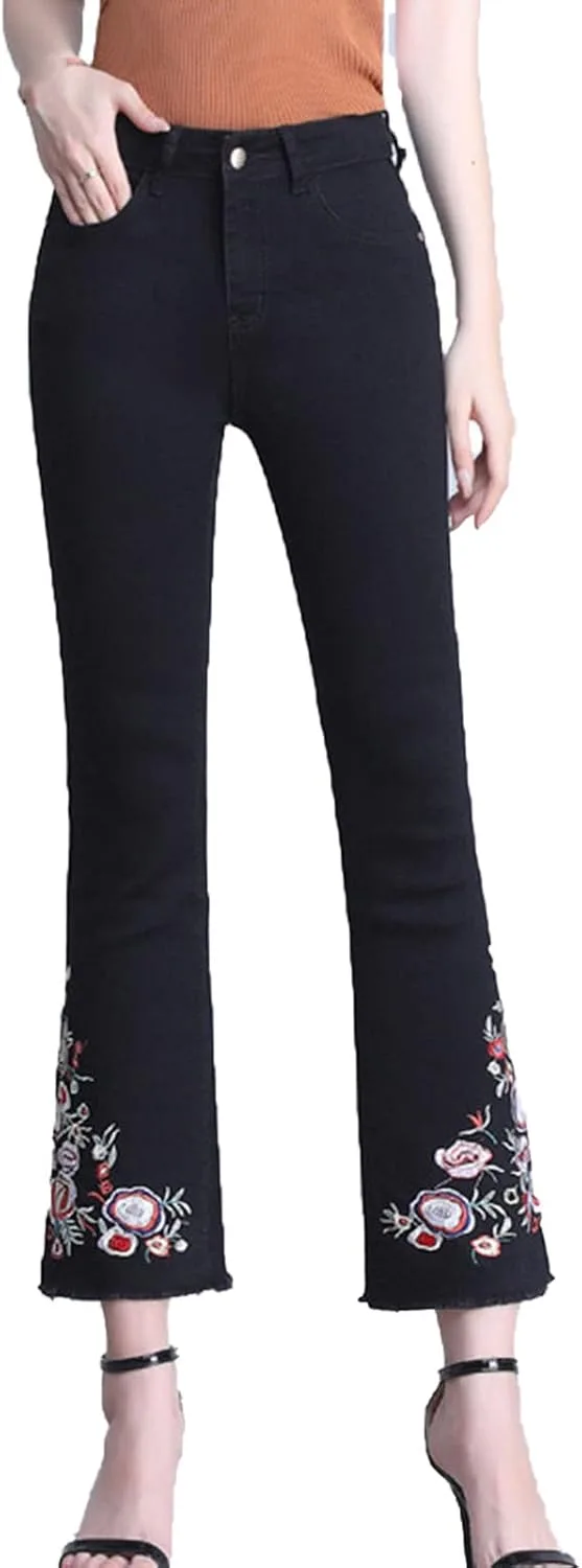 

Женские джинсы с высокой талией и вышивкой Raw Edge DGHM-JLMY