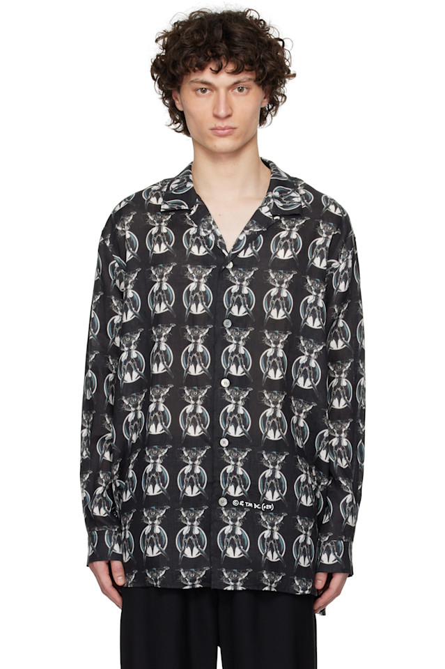 

Печатная рубашка на пуговицах Acne Studios, черный