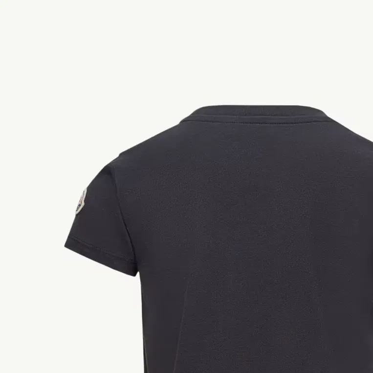 Футболка детская с круглым вырезом Moncler черная — фото 4
