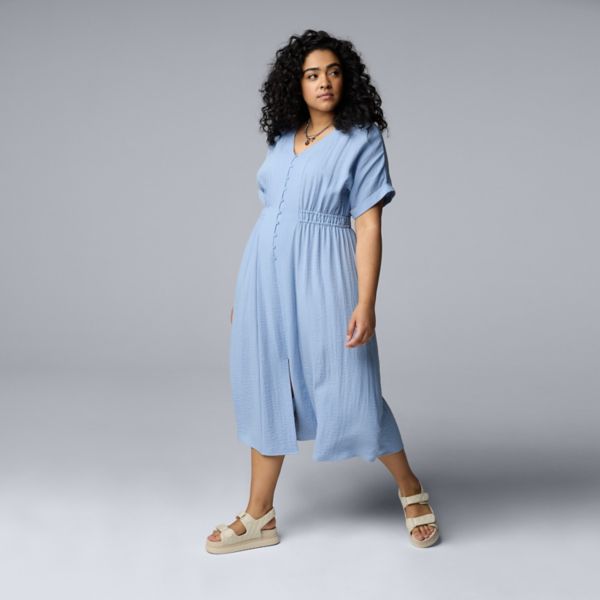 

Платье миди с присборенным лифом больших размеров Simply Vera Vera Wang, цвет ambience blue
