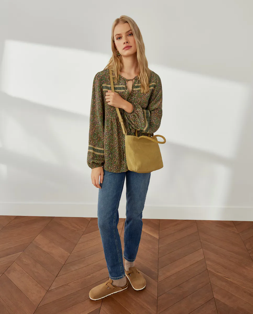 

Блузка из крепа с длинными рукавами Southern Cotton, зеленый