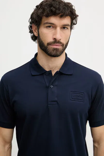 Поло хлопковое Lacoste, синий — фото 4