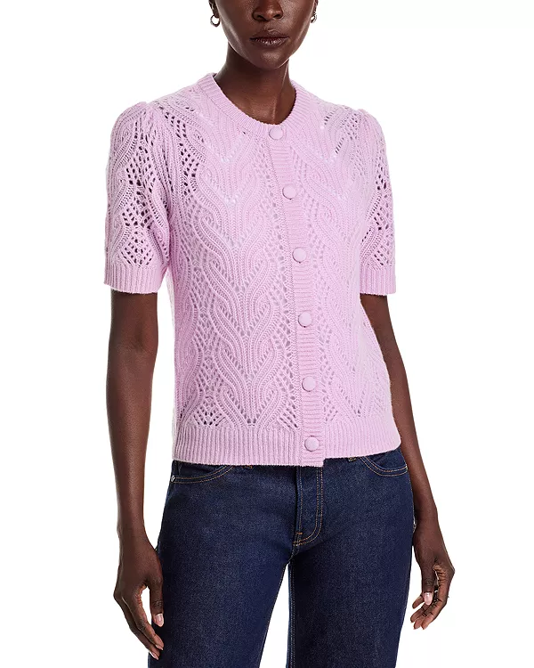 

Кардиган с круглым вырезом из 100% кашемира - эксклюзивная модель. C By Bloomingdale'S Cashmere, фиолетовый