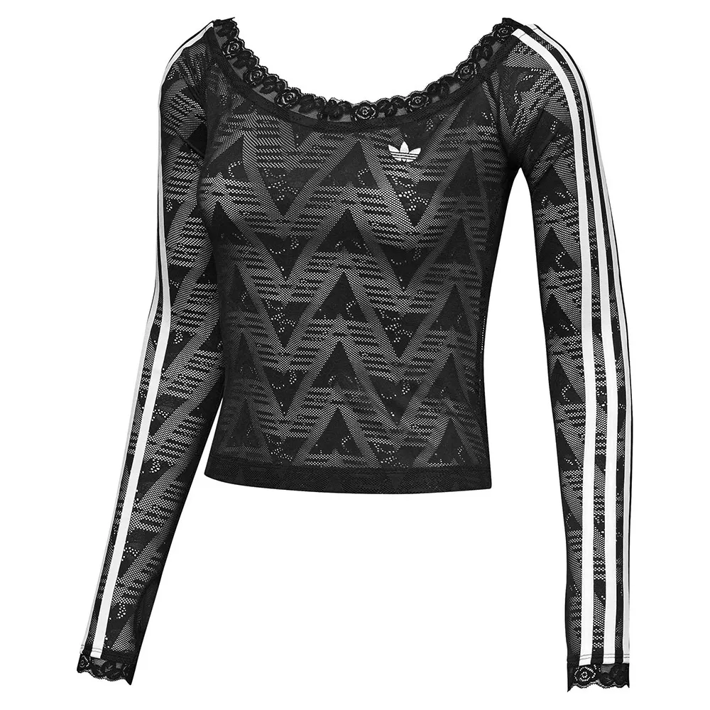 

Футболка с длинным рукавом adidas Originals Lace Bardot, черный