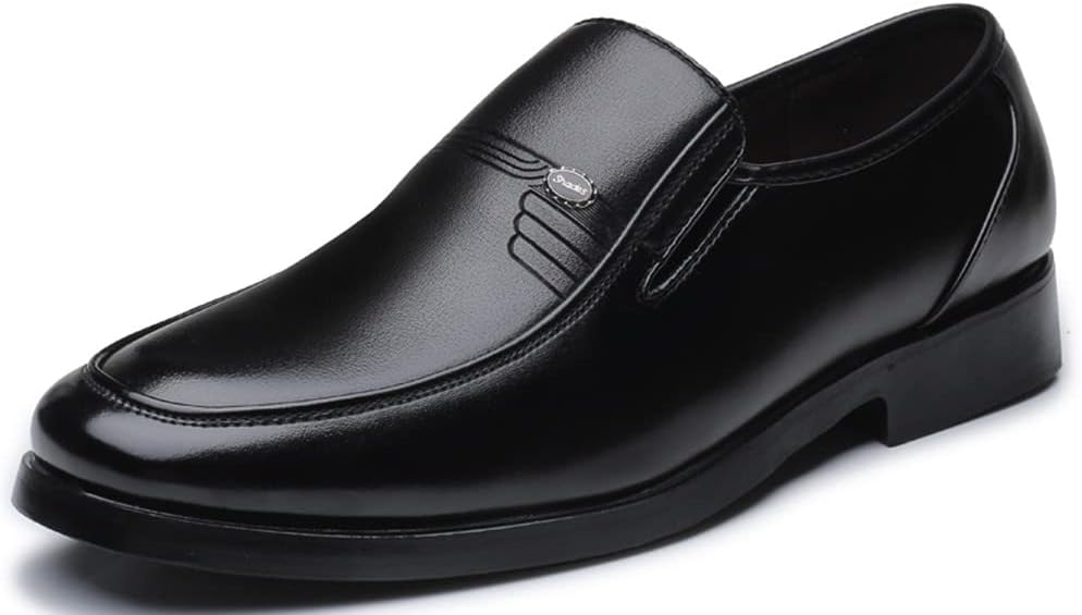 Мужские слипоны-лоферы Santimon Mens Moc кожаные, с подкладкой, классические венецианские, повседневные, с амортизирующей стелькой, удобные, легкие, дышащие, для формального и бизнес-стиля, черный — фото 2