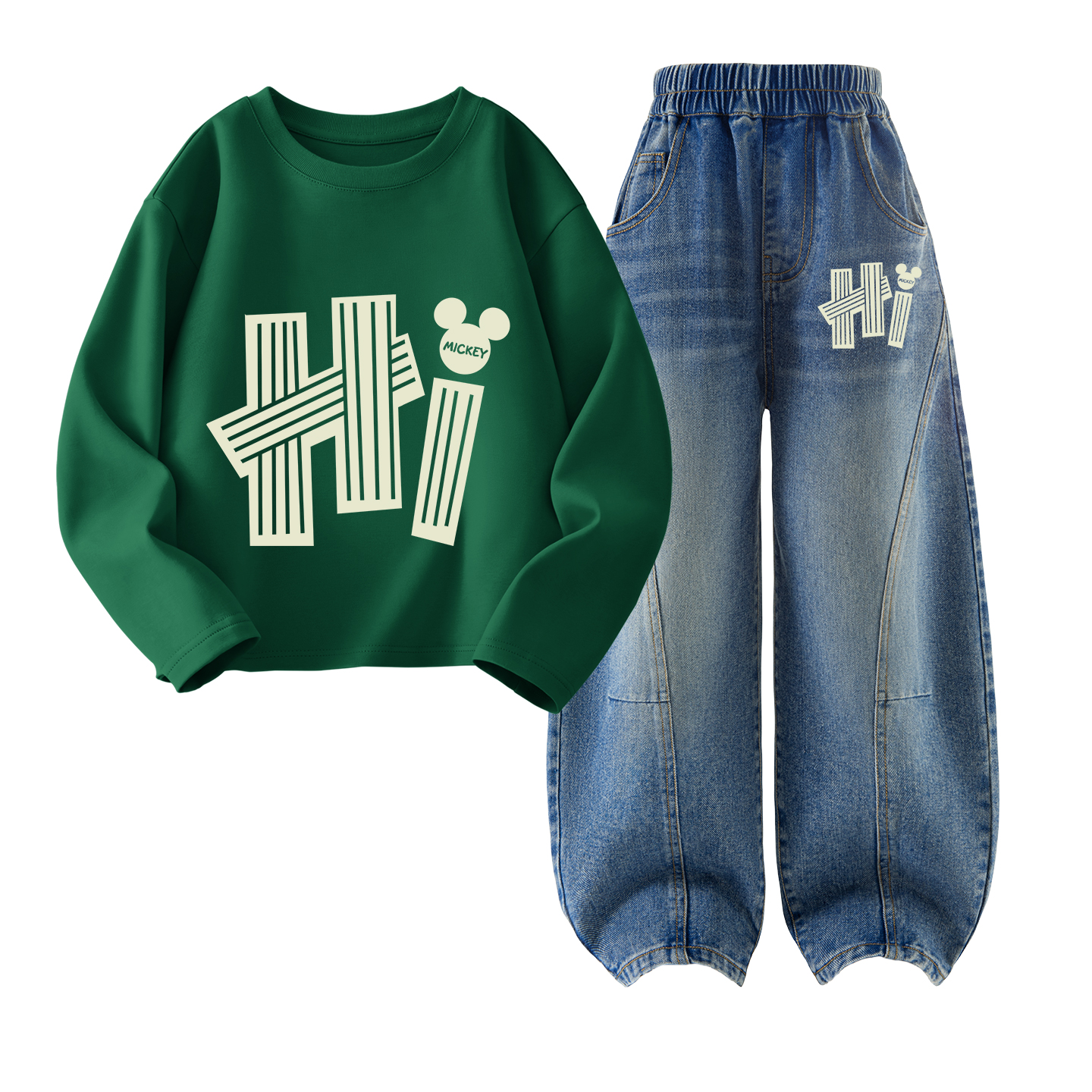 Детский спортивный комплект Casual Sportswear 2 Piece Set Disney, di peak summit k vintage зеленый+di summit k denim синий — фото 2