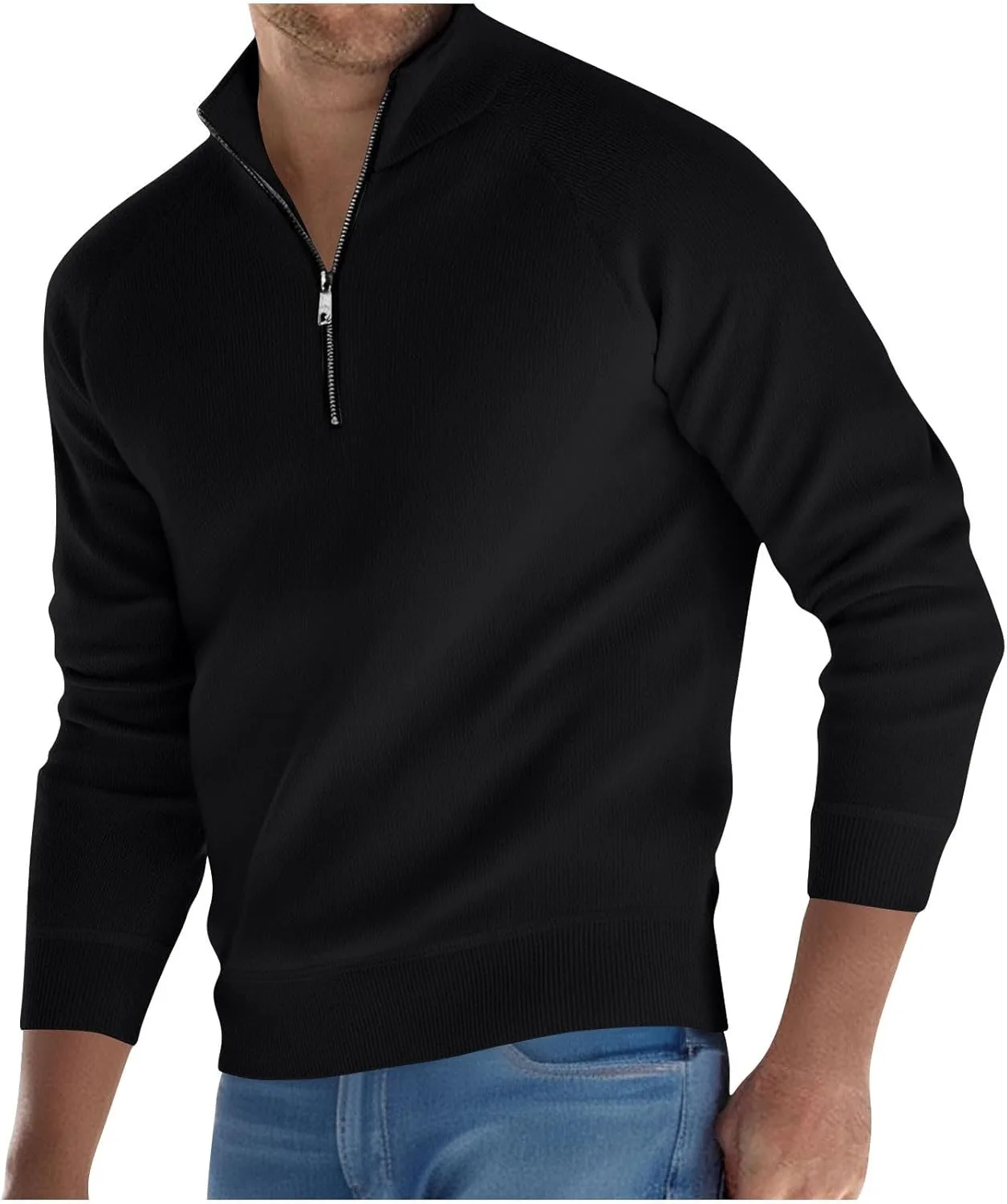 

Мужской свитер с четвертью молнии Slim Fit Raglan Mrmaere