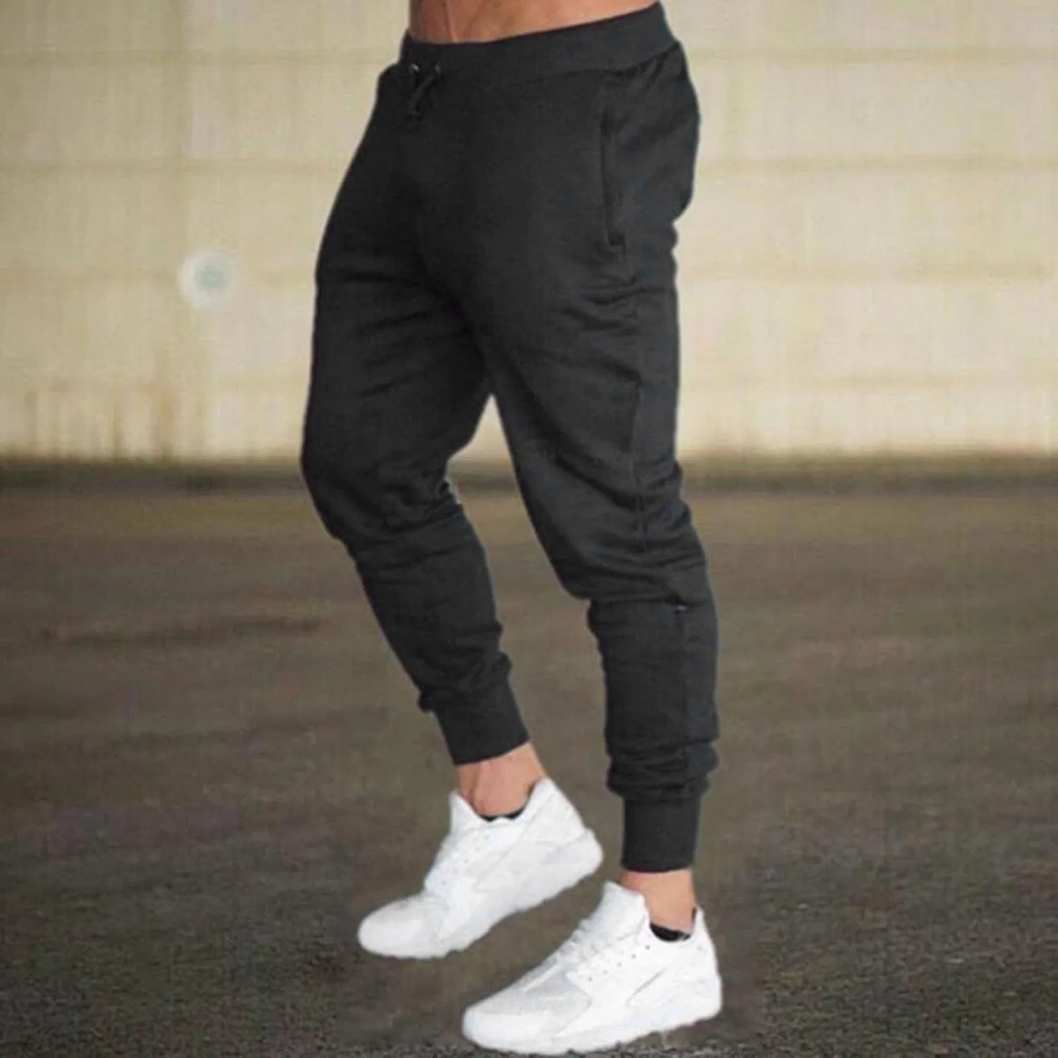Спортивные брюки мужские, зауженные, на завязках, Black — фото 2