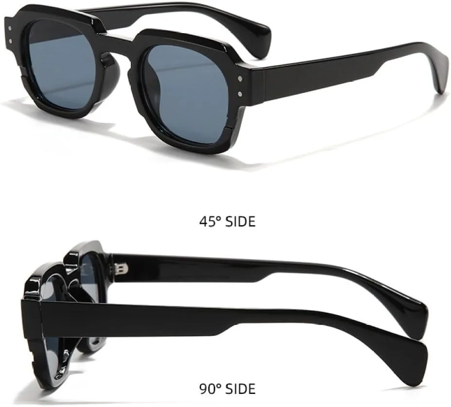 

2027 Маленькие квадратные солнцезащитные очки для женщин с заклепками, ретро-панк, мужские синие солнцезащитные очки, зеленые солнцезащитные очки UV400 MTZJH, Black