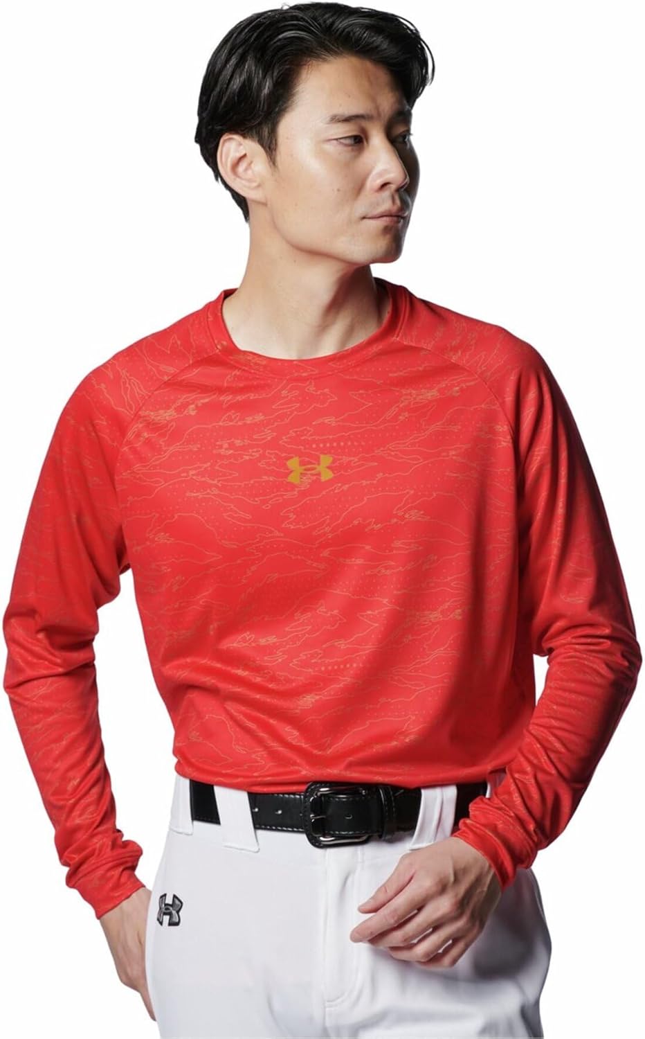 

Футболка для тренировок UNDER ARMOUR UA Tech, оригинальная футболка с длинными рукавами и круглым вырезом для мужчин, красный/желтый
