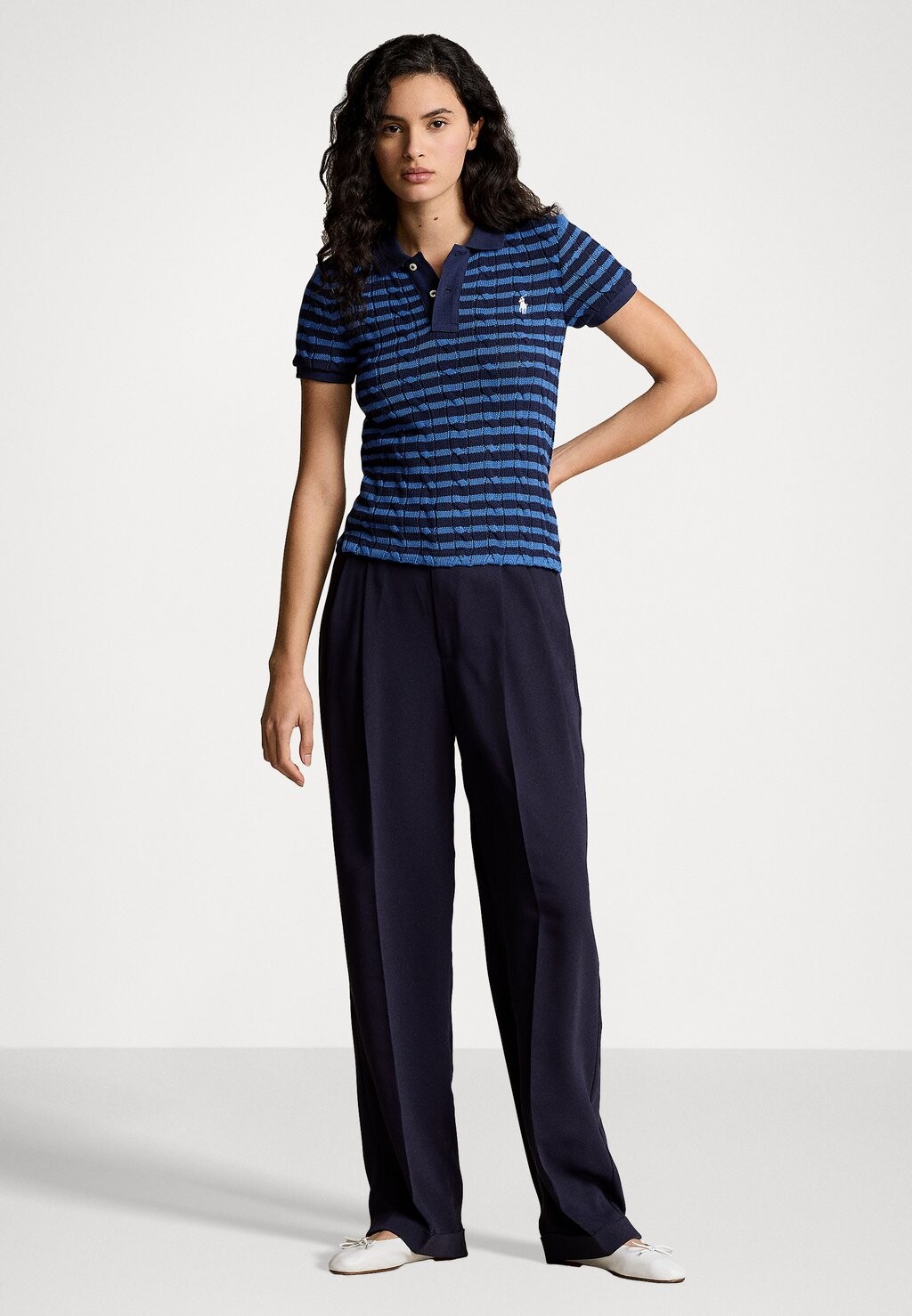 

Рубашка поло SLIM FIT CABLE-KNIT POLO SHIRT Ralph Lauren, синий