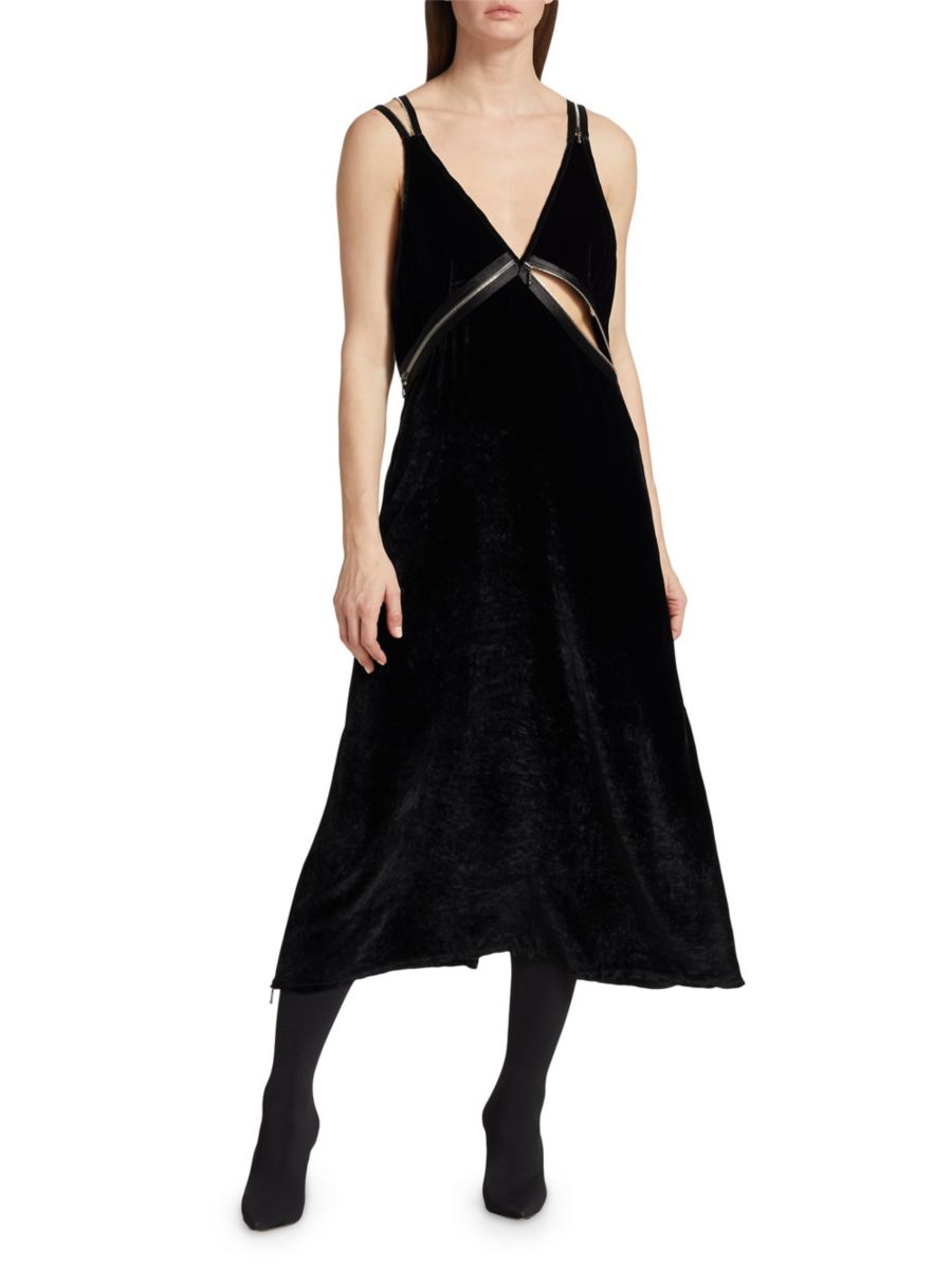 

Платье-миди на молнии в стиле гранж из бархата R13, черный