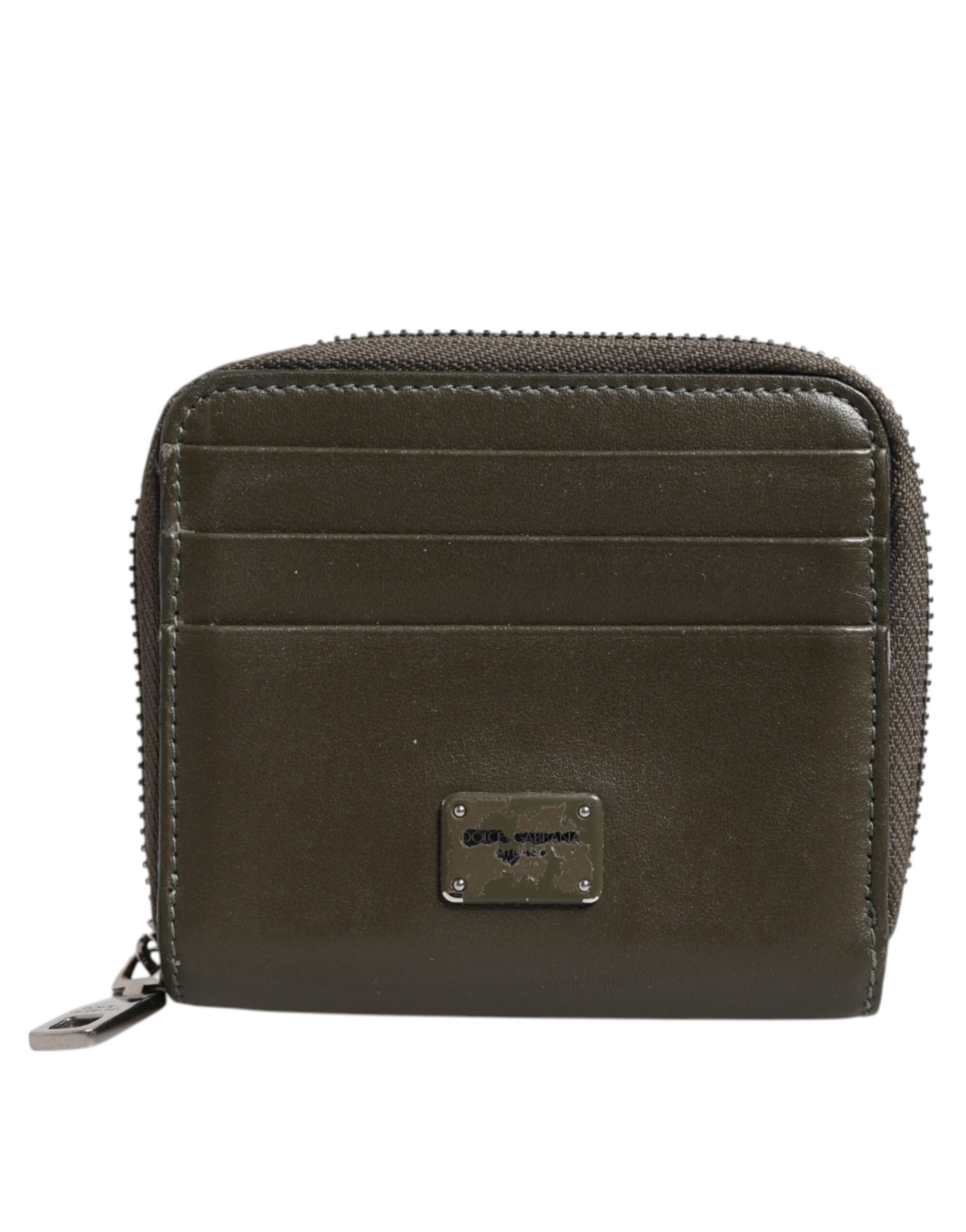 

Коричневый кожаный кошелек для карт с логотипом и монетами Dolce & Gabbana