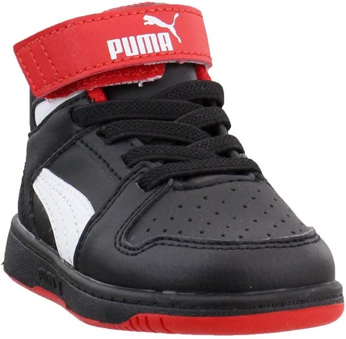 Детские кроссовки PUMA Rebound Layup на застежке-липучке, белый/черный/красный — фото 2