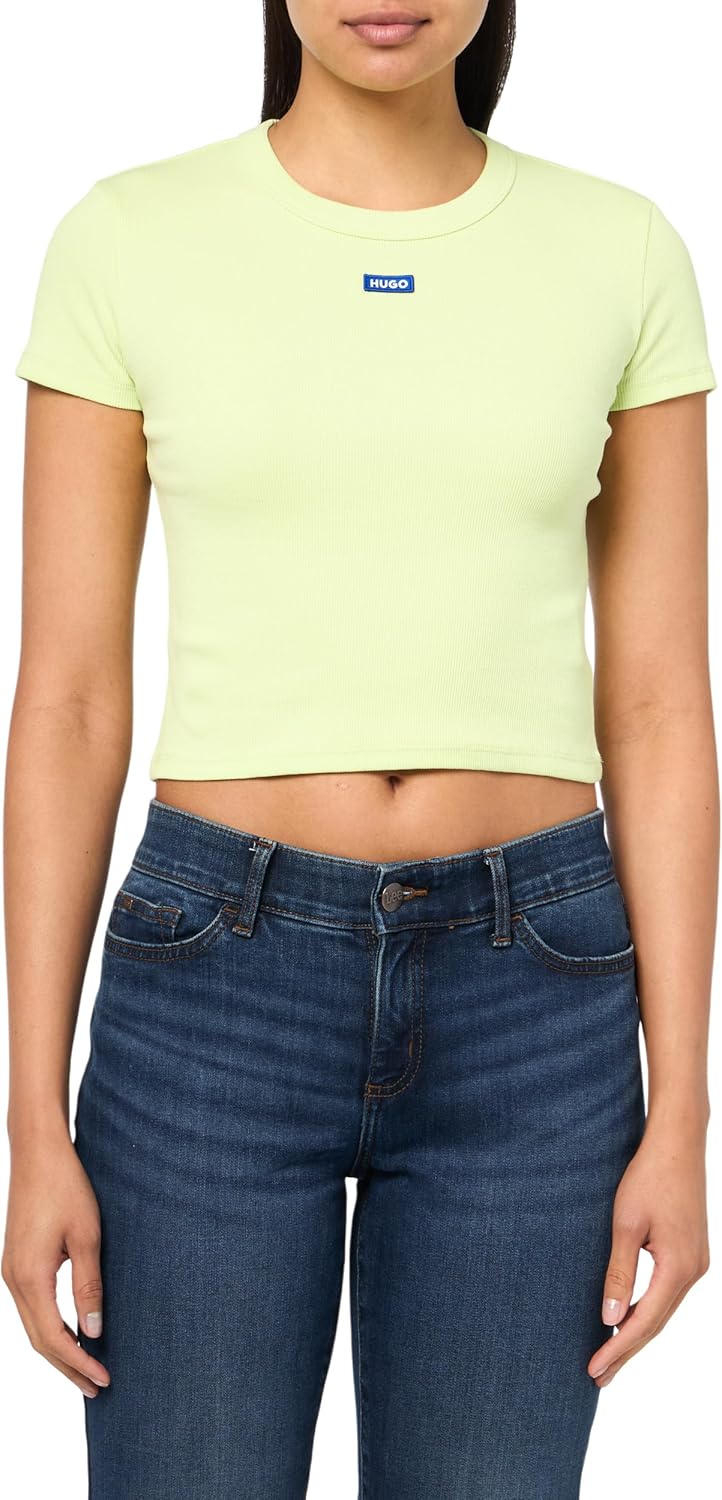 

HUGO Женская футболка Baby Tee с логотипом, Lime Green, Зеленый, HUGO Женская футболка Baby Tee с логотипом, Lime Green
