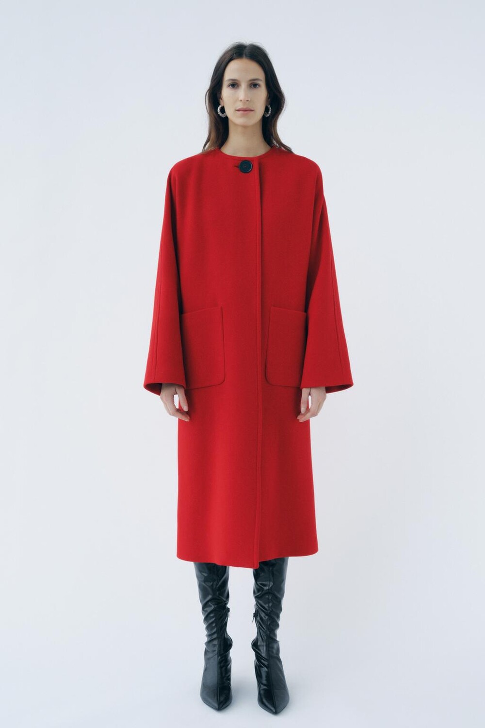 

Пальто из смешанной шерсти manteco коллекция zw ZARA, красный