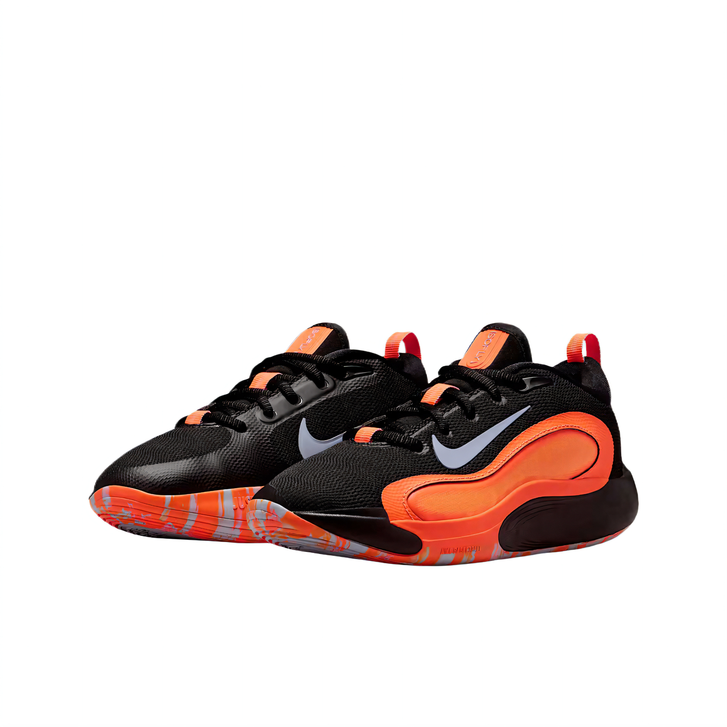 Дышащие детские баскетбольные кроссовки Isofly Nike, черный/ярко-оранжевый — фото 4