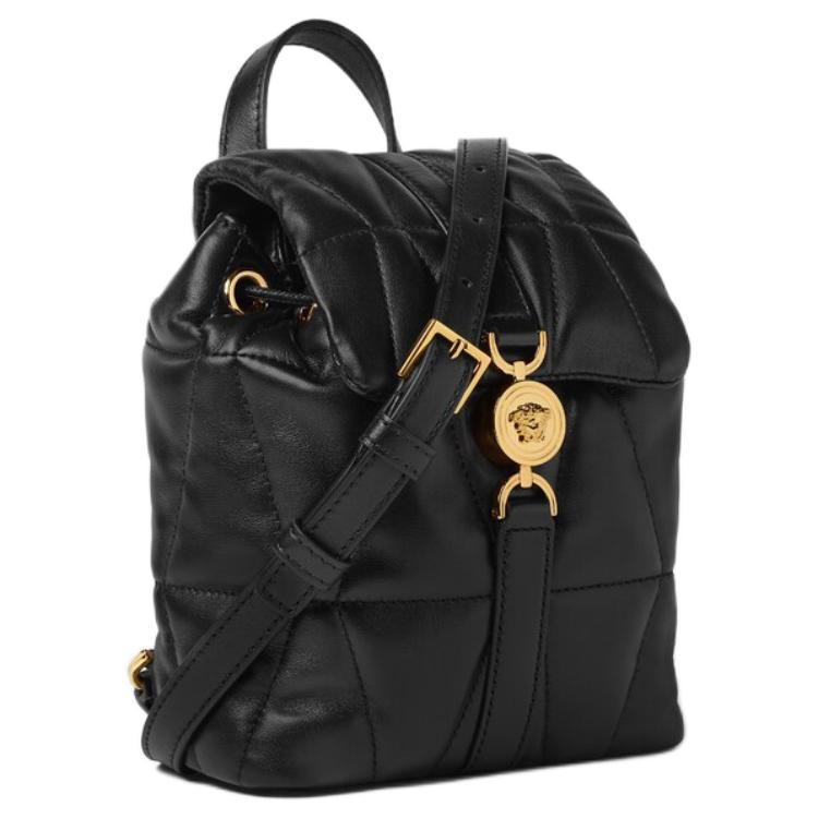 VERSACE Рюкзак Kleio Sheepskin Mini Unisex Black & Gold — фото 2