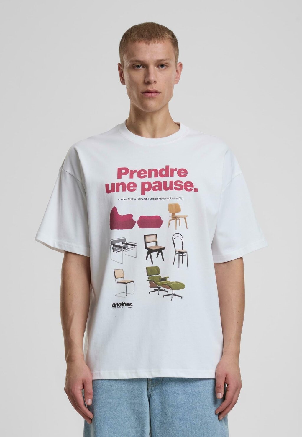 

Футболка с принтом PRENDRE UNE PAUSE Another Cotton Lab, белый