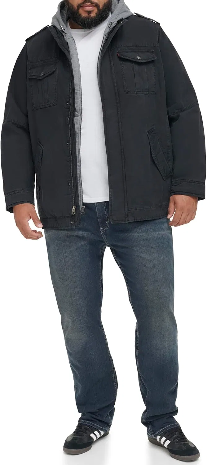 Мужская куртка Military Hooded Cotton, Levi's, Navy/Sherpa Lined — фото 3