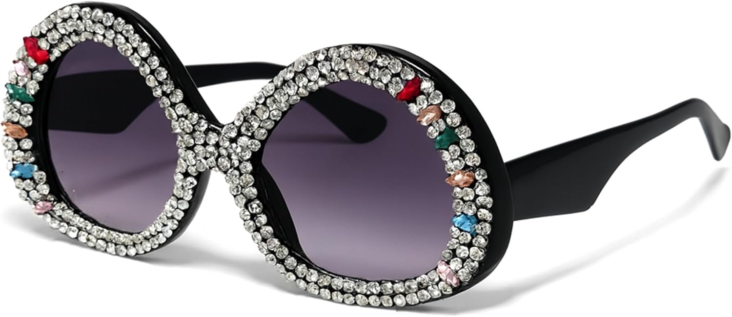 

Женские солнцезащитные очки bullabulling с крупными стразами, овальной формы, кристально сверкающие, с бриллиантами, защита от УФ-излучения UV400, в стиле ретро, ​​для вечеринок, Black