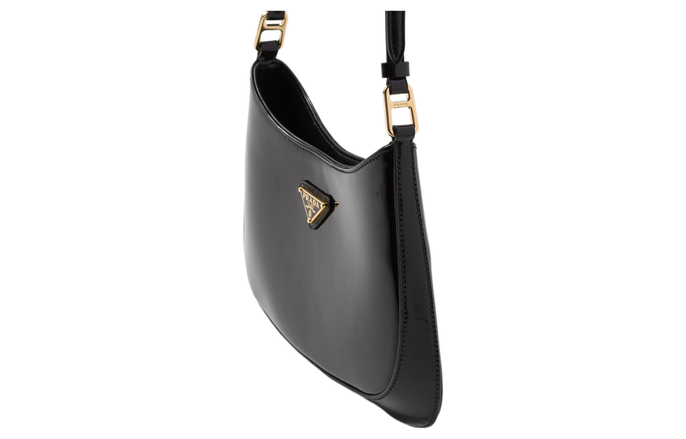 PRADA Кожаная портативная сумка через плечо женская черная — фото 3