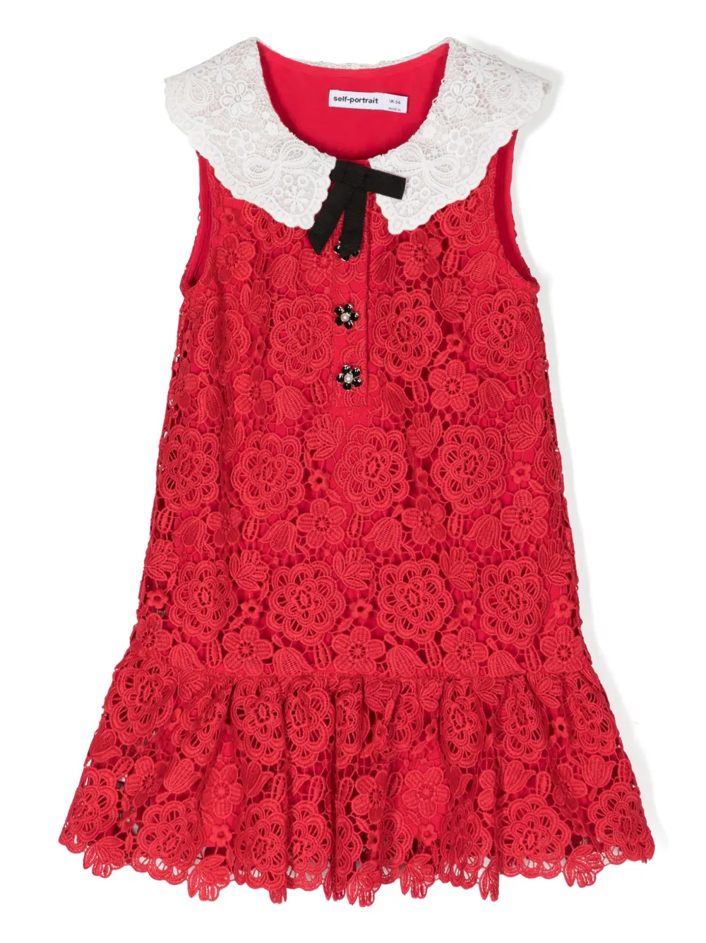 

Кружевное платье без рукавов Self-Portrait Kids, красный