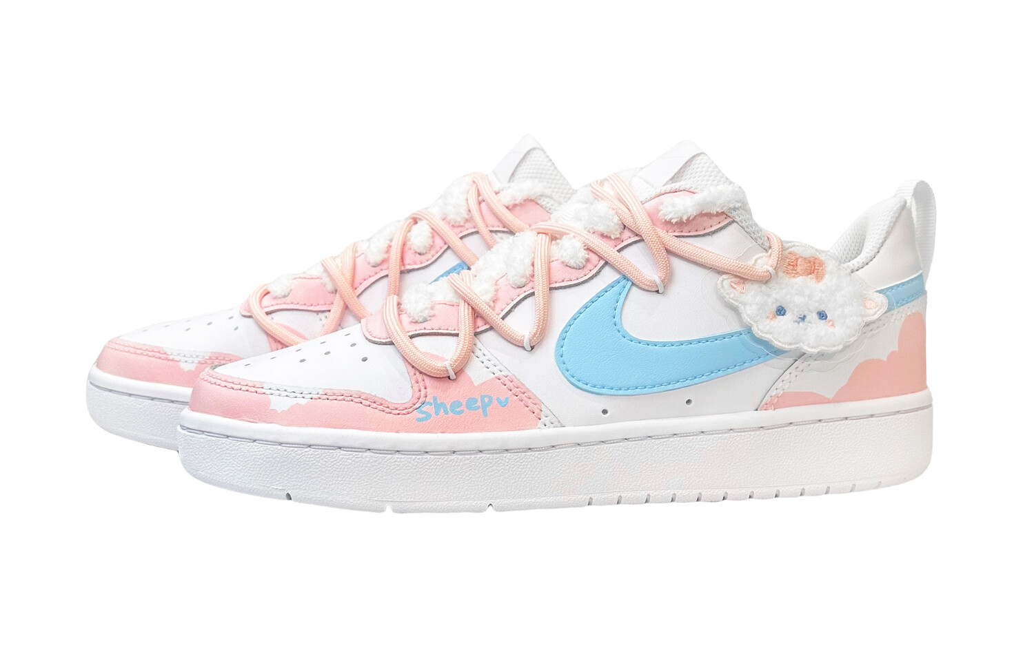 Кроссовки Nike Court Borough Skateboard Shoes Women's Low-Top Blue, розовый — фото 3