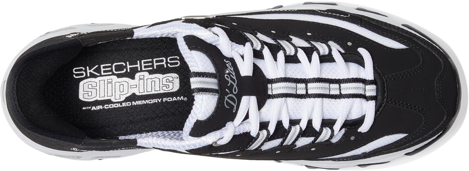 Кроссовки SKECHERS Hands Free Slip-Ins D'Lites New Classic, цвет Black/White — фото 2