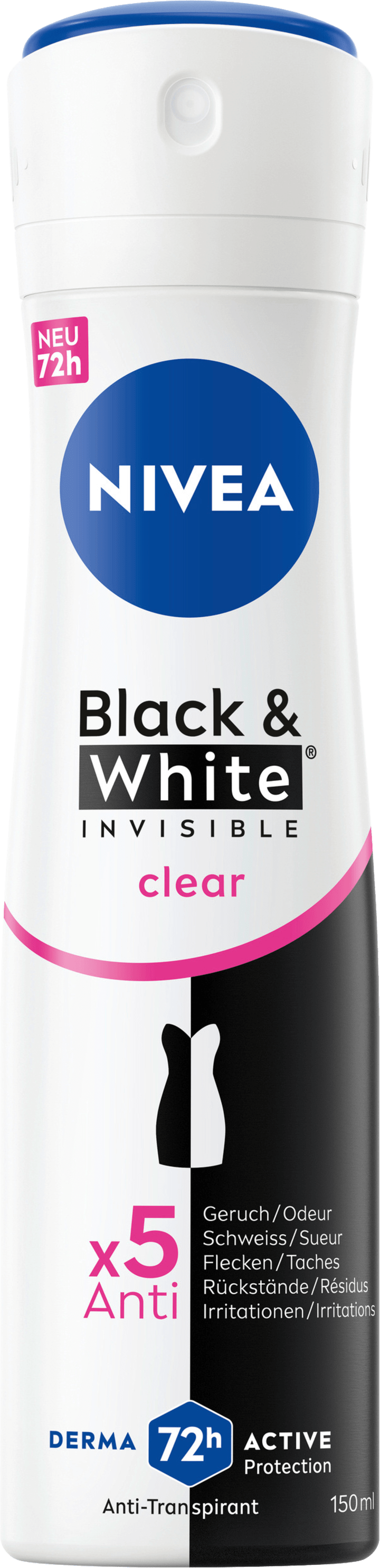 

Дезодорант NIVEA Antitranspirant Deospray Black & White Invisible Clear, 150 ml