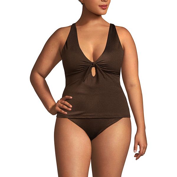 

Купальник-танкини Plus size с блестящей резинкой и высокими шортами Lands' End, Chocolate Brown