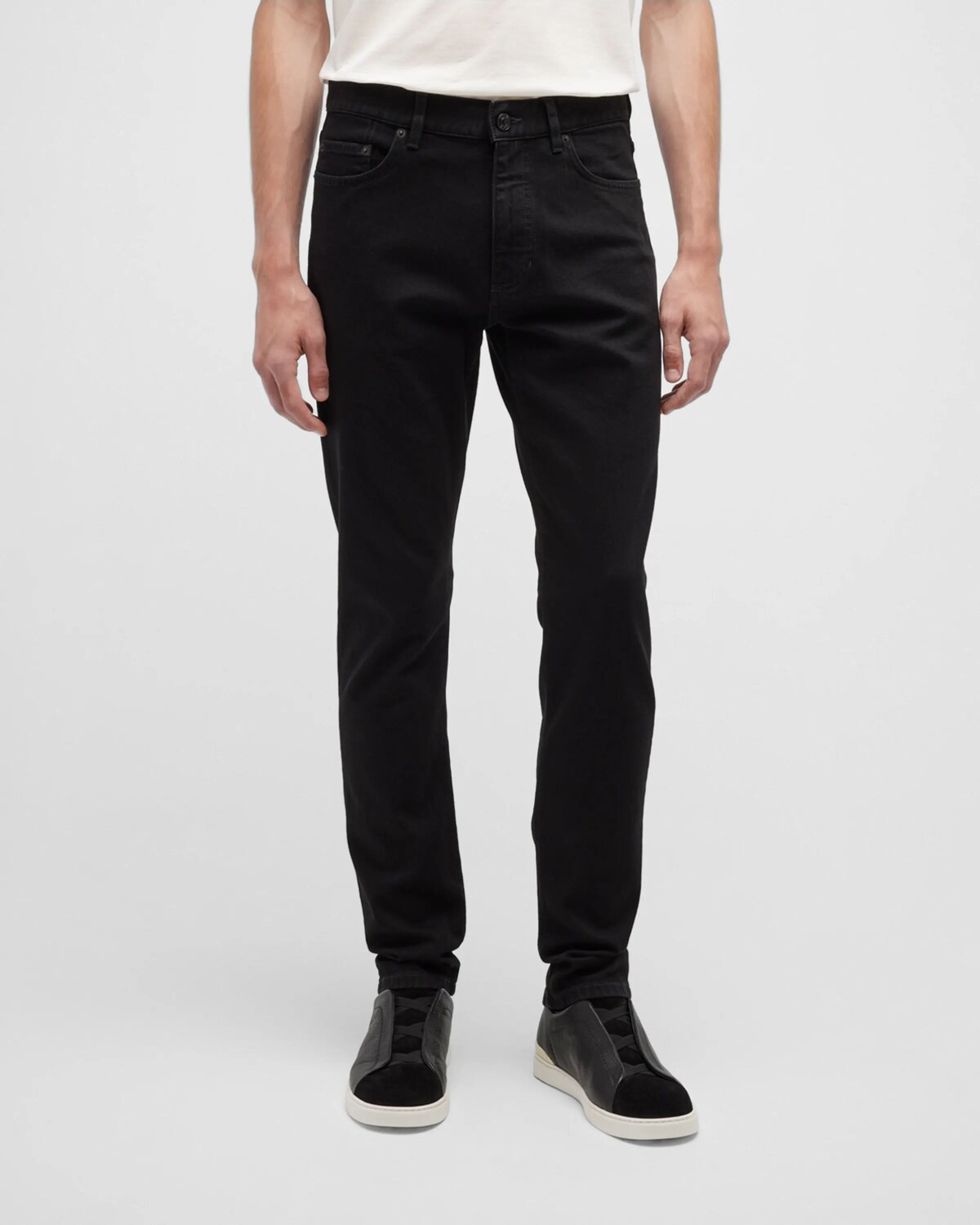 

Мужские черные джинсовые джинсы с пятью карманами ZEGNA, цвет Black Solid