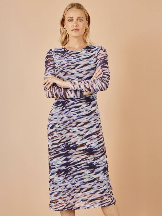 

Платье-миди с длинными рукавами и абстрактным принтом Yumi