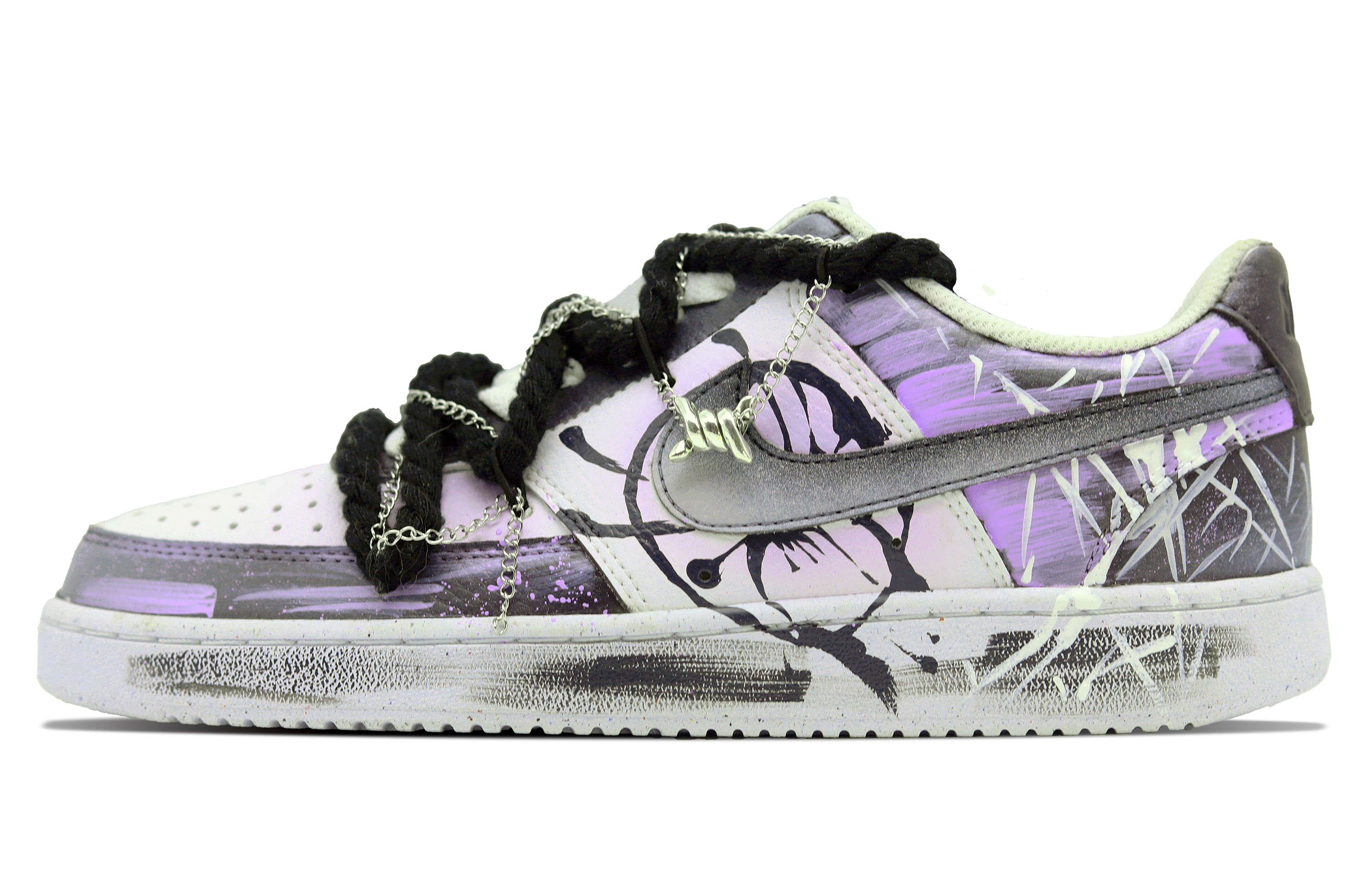 

Кроссовки Nike Court Vision 1 Skateboarding Shoes Women's Low-top Black/purple/white, черный