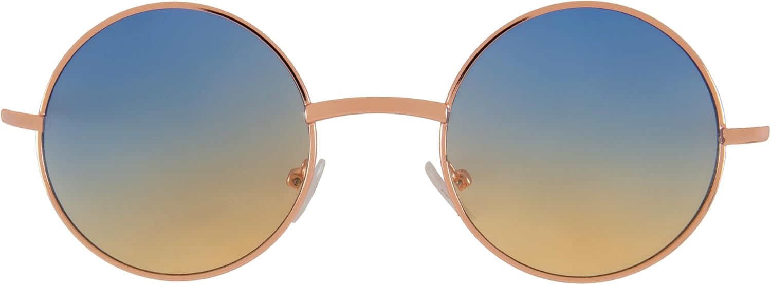 

Круглые солнцезащитные очки OWL в металлической оправе, в стиле хиппи, с защитой от УФ-излучения UV400, поликарбонатные линзы, очки Джона Леннона для мужчин и женщин, 2t Blue-yellow Lens / Gold